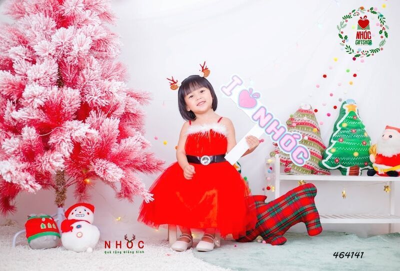 Đầm nhung noel voan nịt xoàn 2 dây - Đỏ - Size 9 - 90360