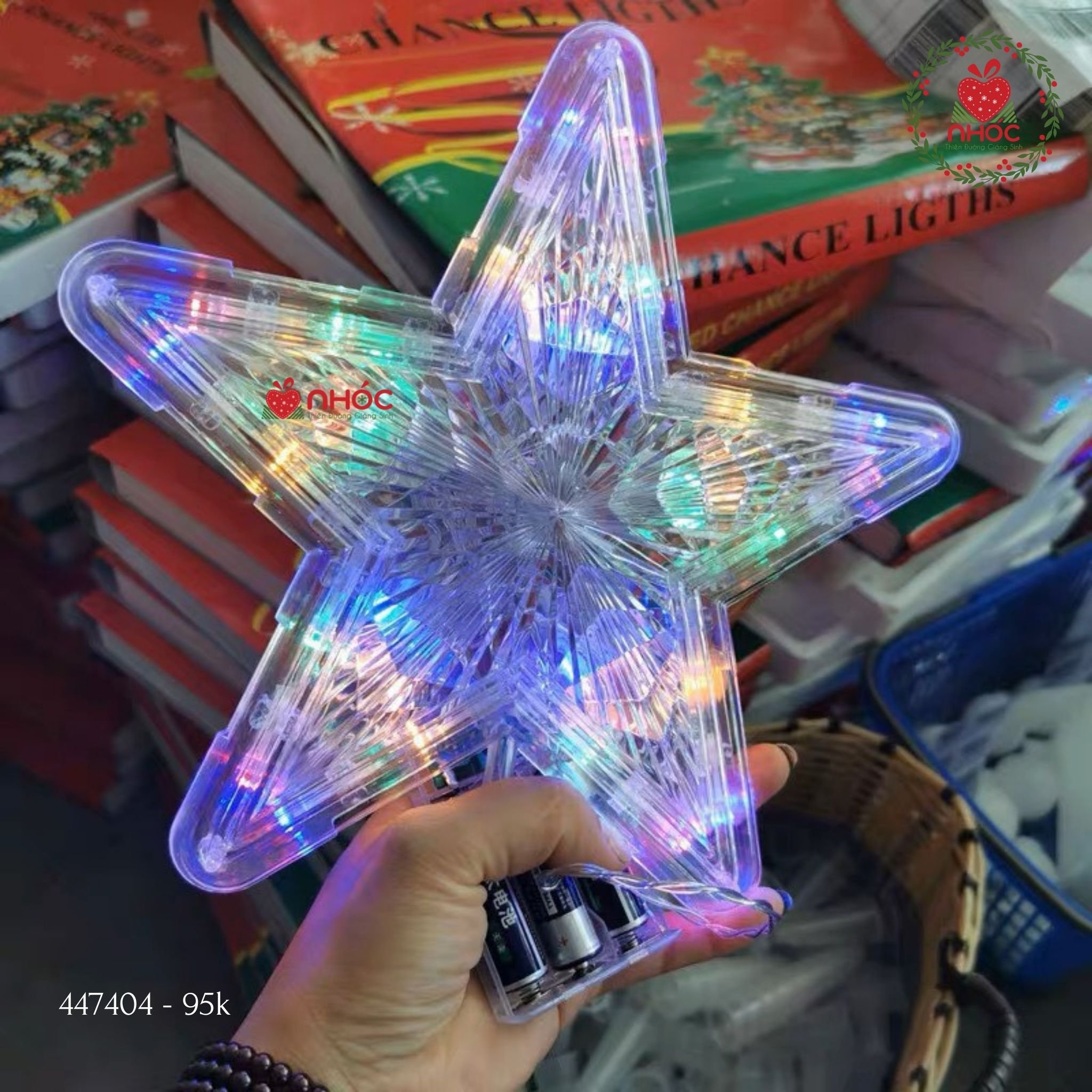 Phụ kiện trang trí Noel Sao chóp có đèn - Bạc - 2095