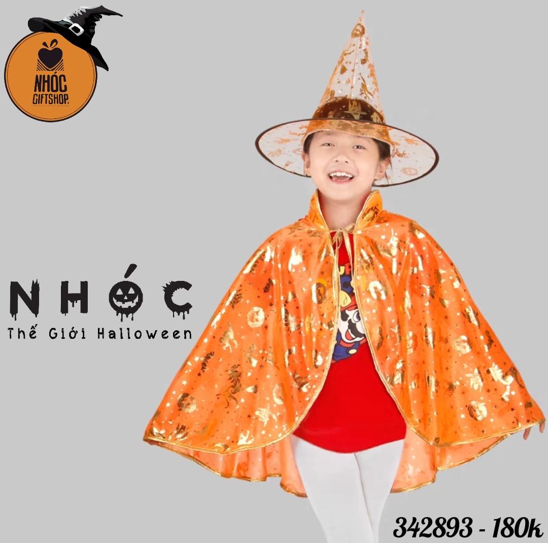 Áo choàng halloween nhũ in hoa tuyết combo nón - Xanh dương - 18001