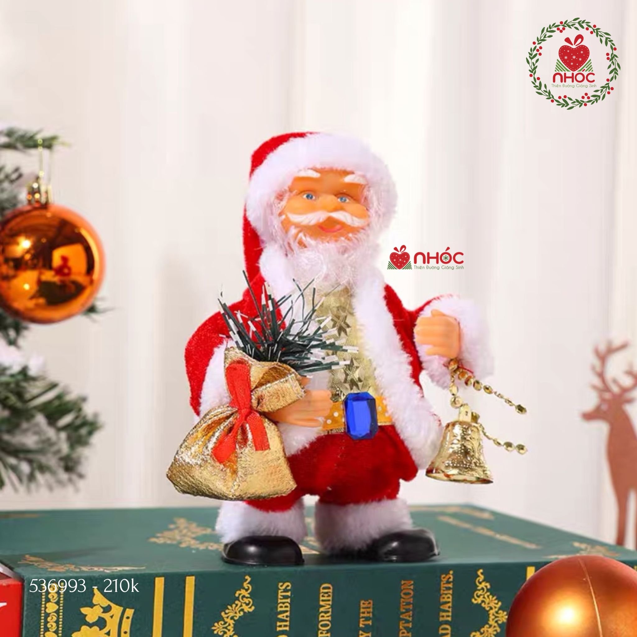 Ông già Noel đứng nhạc nhảy cầm túi quà chuông - 15210