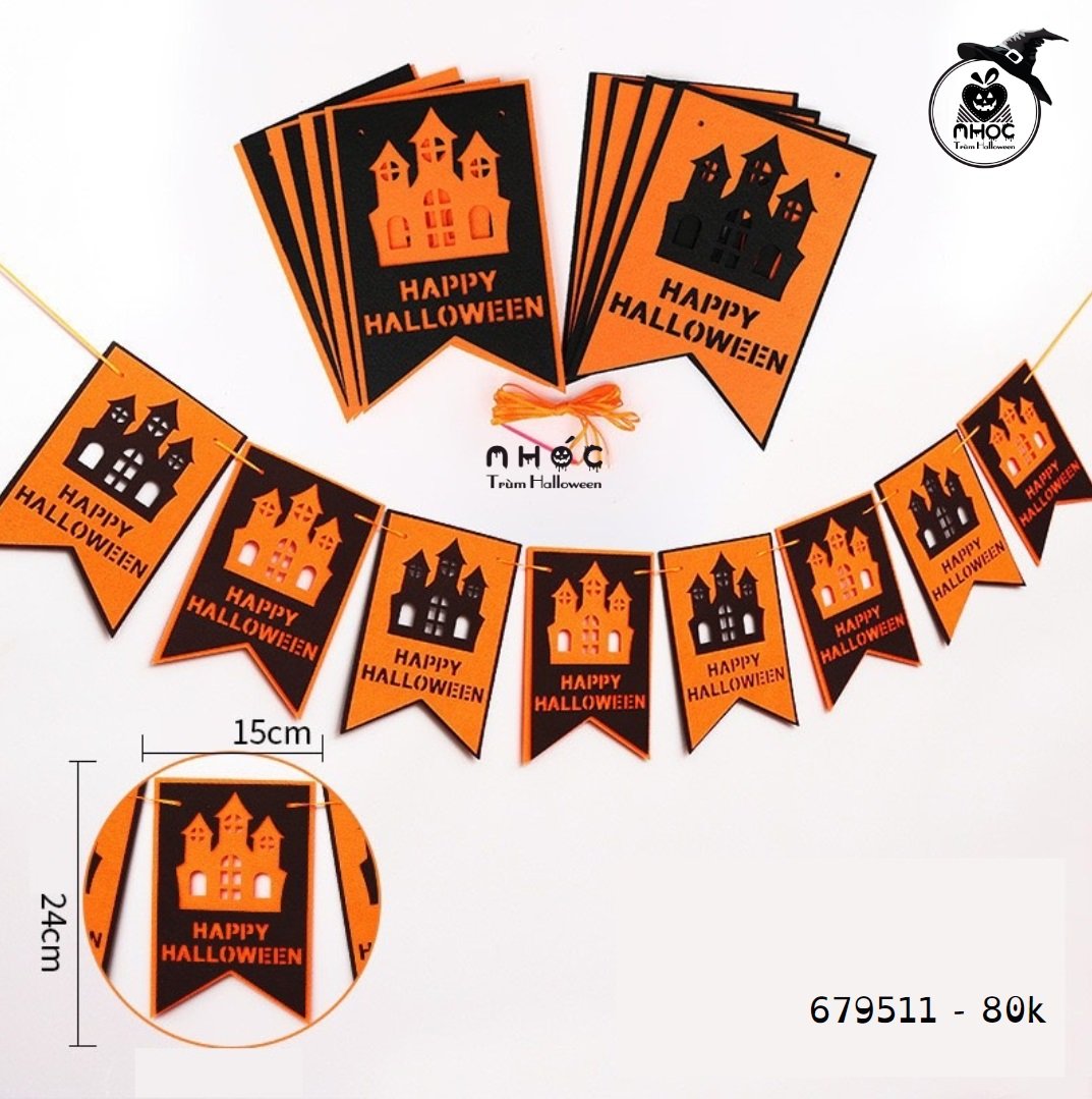 Dây trang trí nỉ lâu đài Happy Halloween - 8001