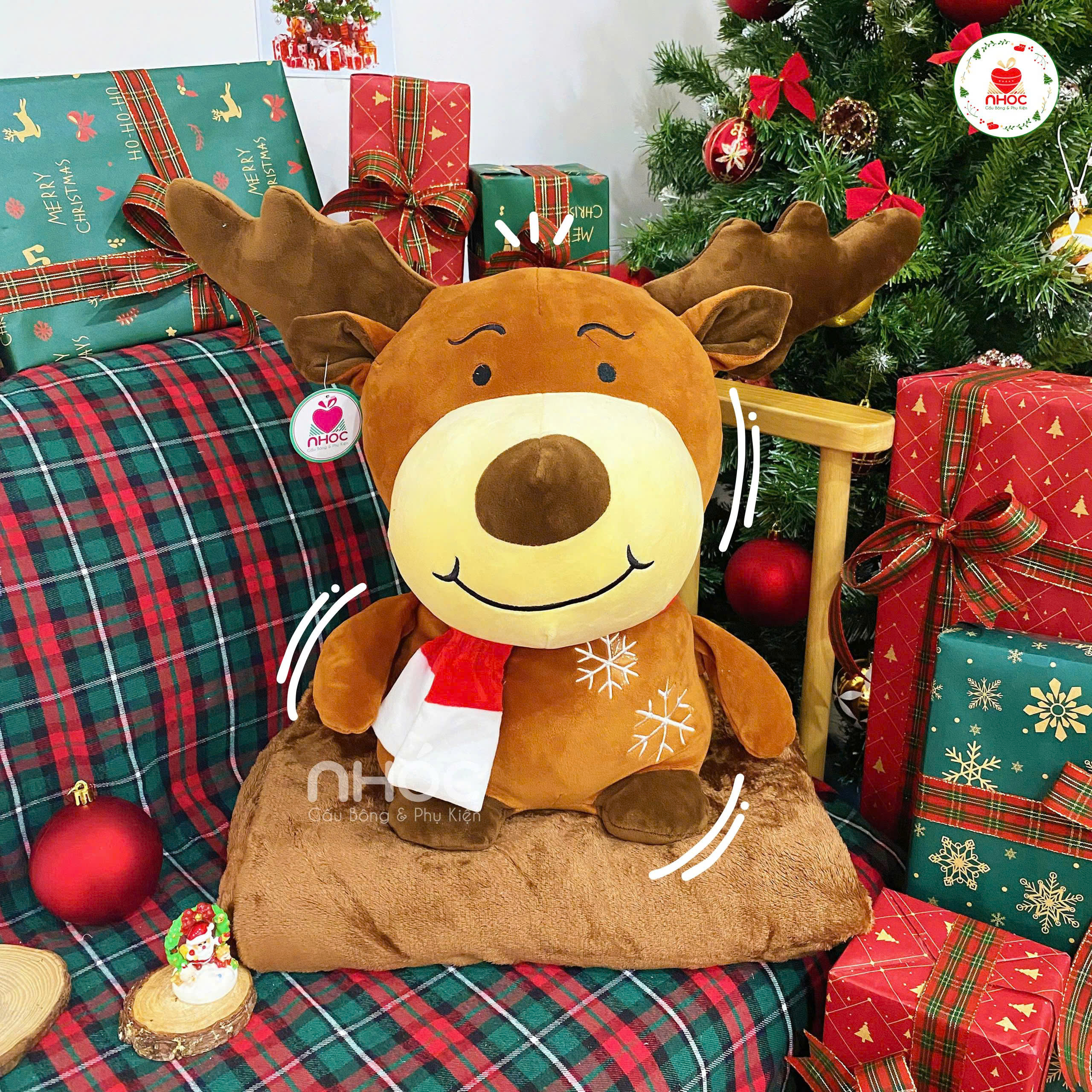 Gối mền Noel lông mịn - Tuần Lộc nâu - 55380
