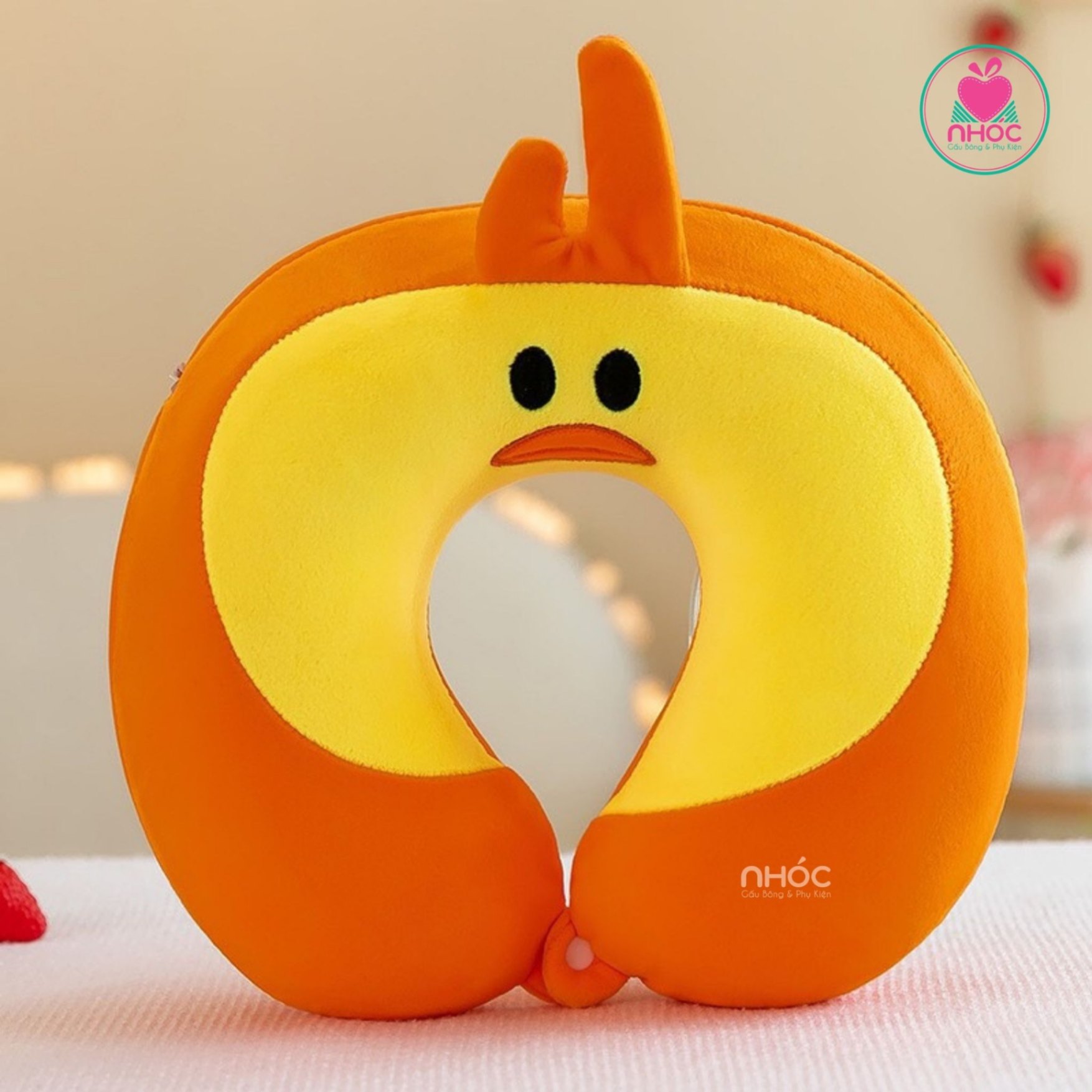 Gối kê cổ cao su non thú trái cây thêu - Vịt - 16001