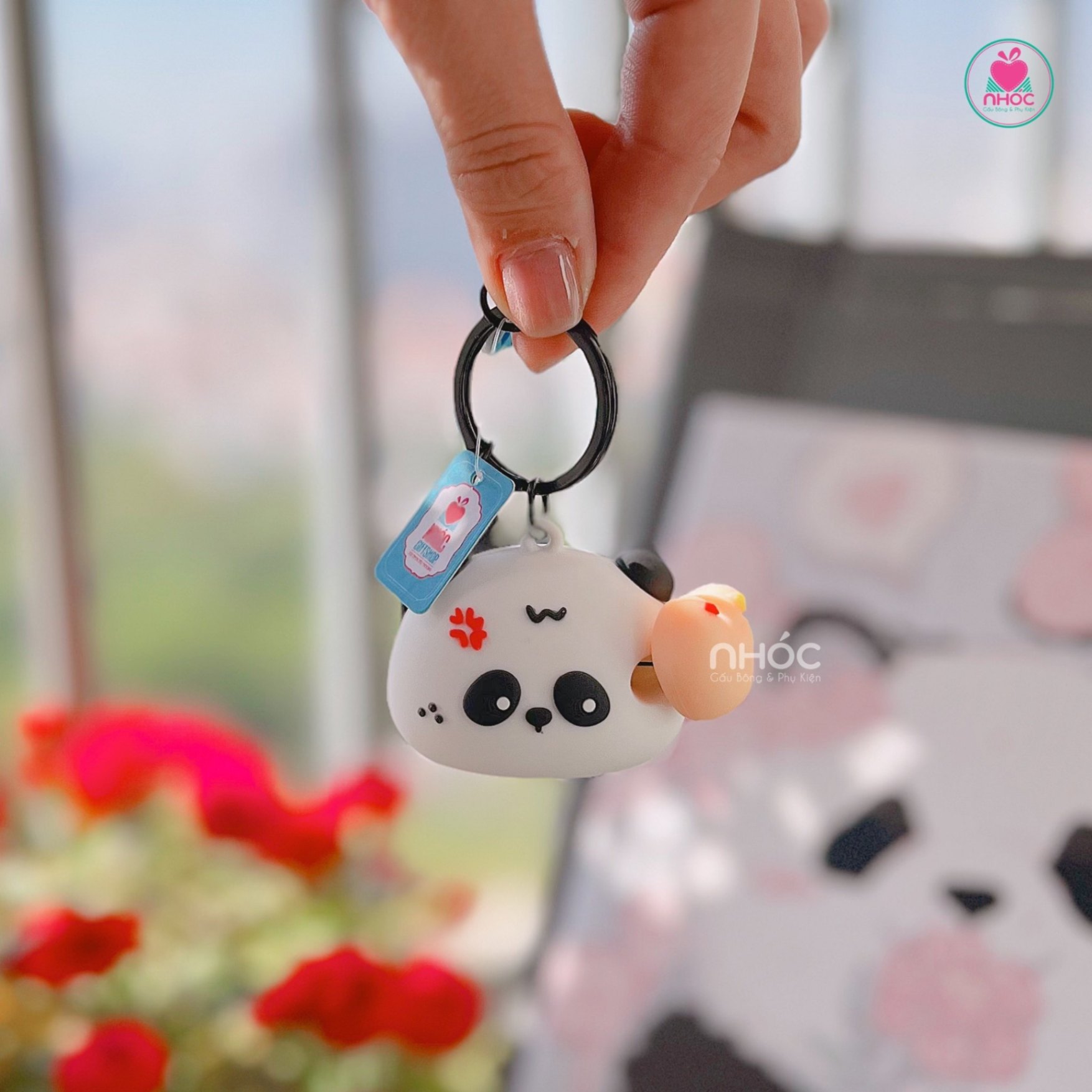 Móc khoá kiểu đồ chơi mặt thú quạo - Panda - 7501