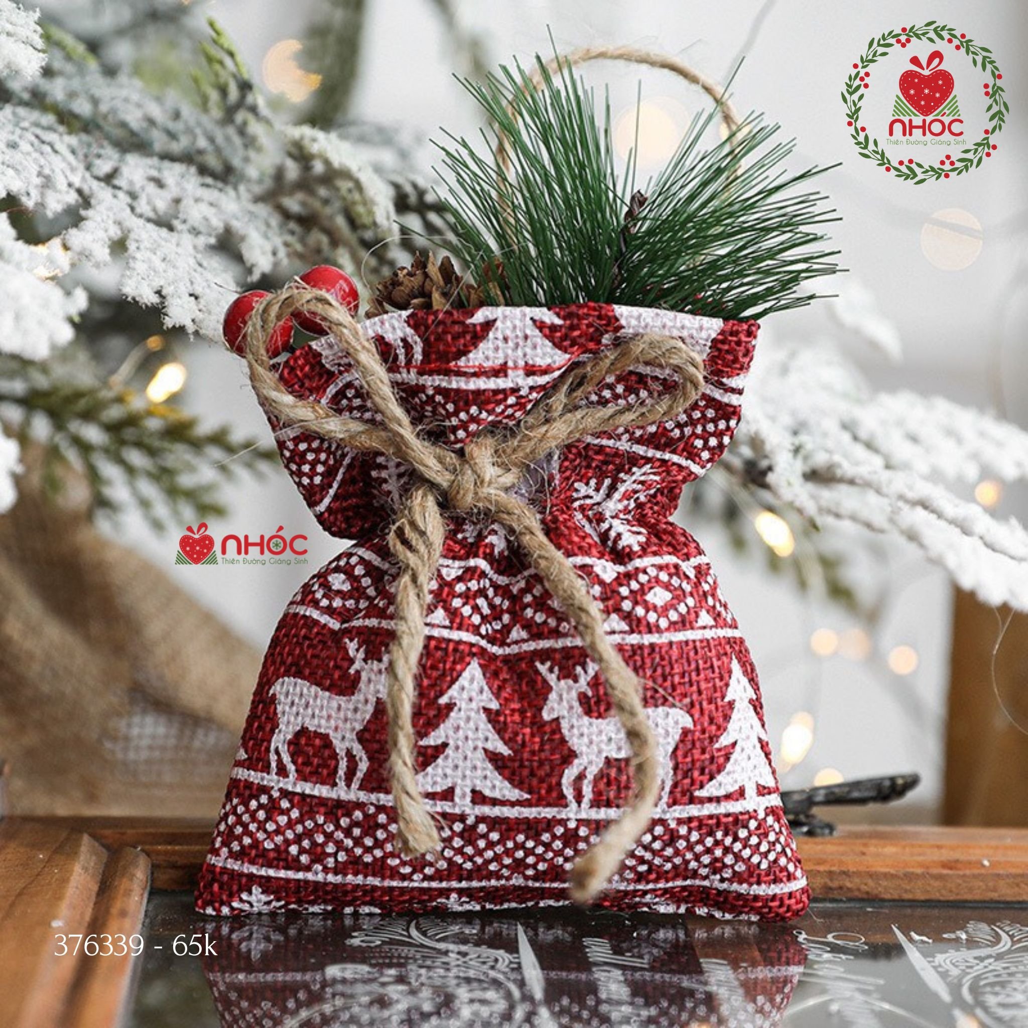 Phụ kiện trang trí Noel túi quà vải - Tuần lộc - 6501