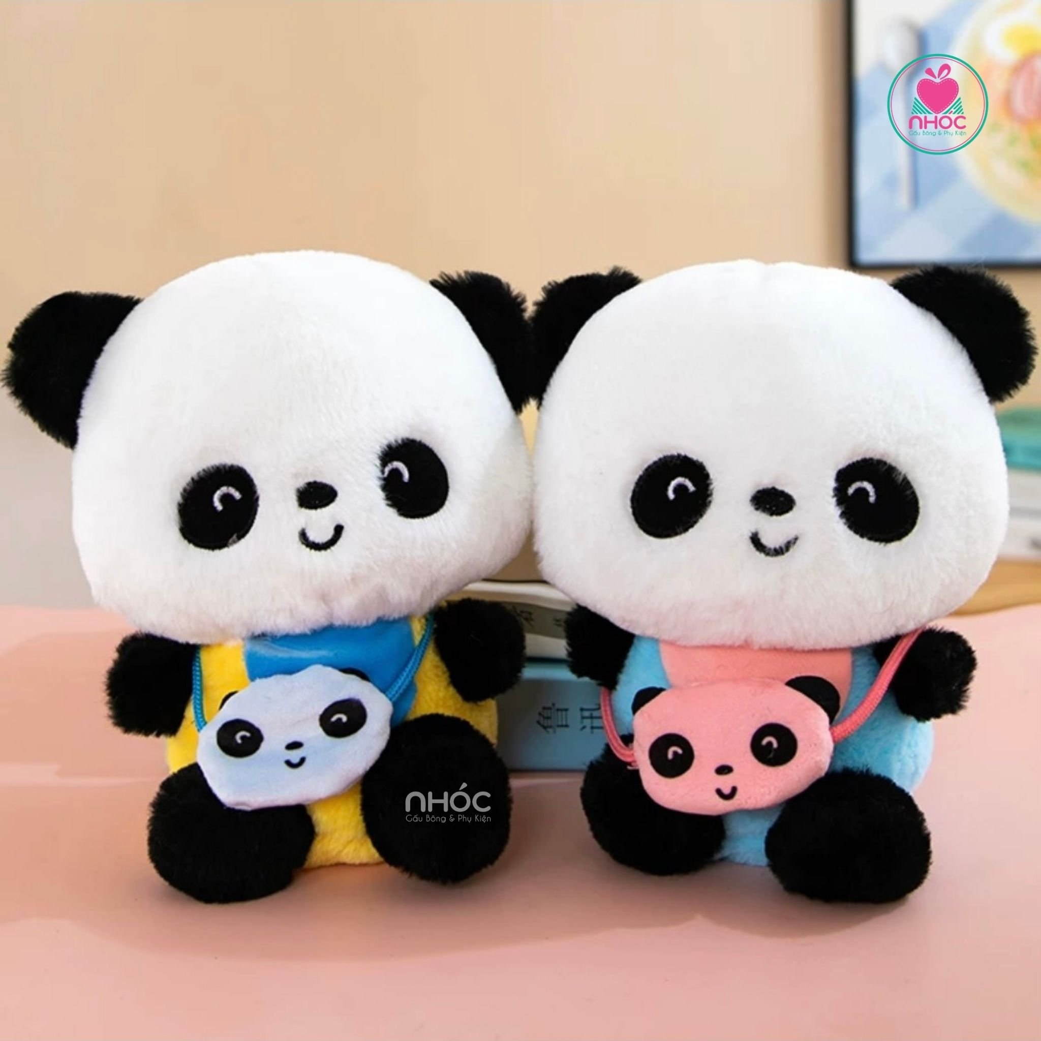 Thú bông nhỏ Panda đeo túi nhiều màu - 20120