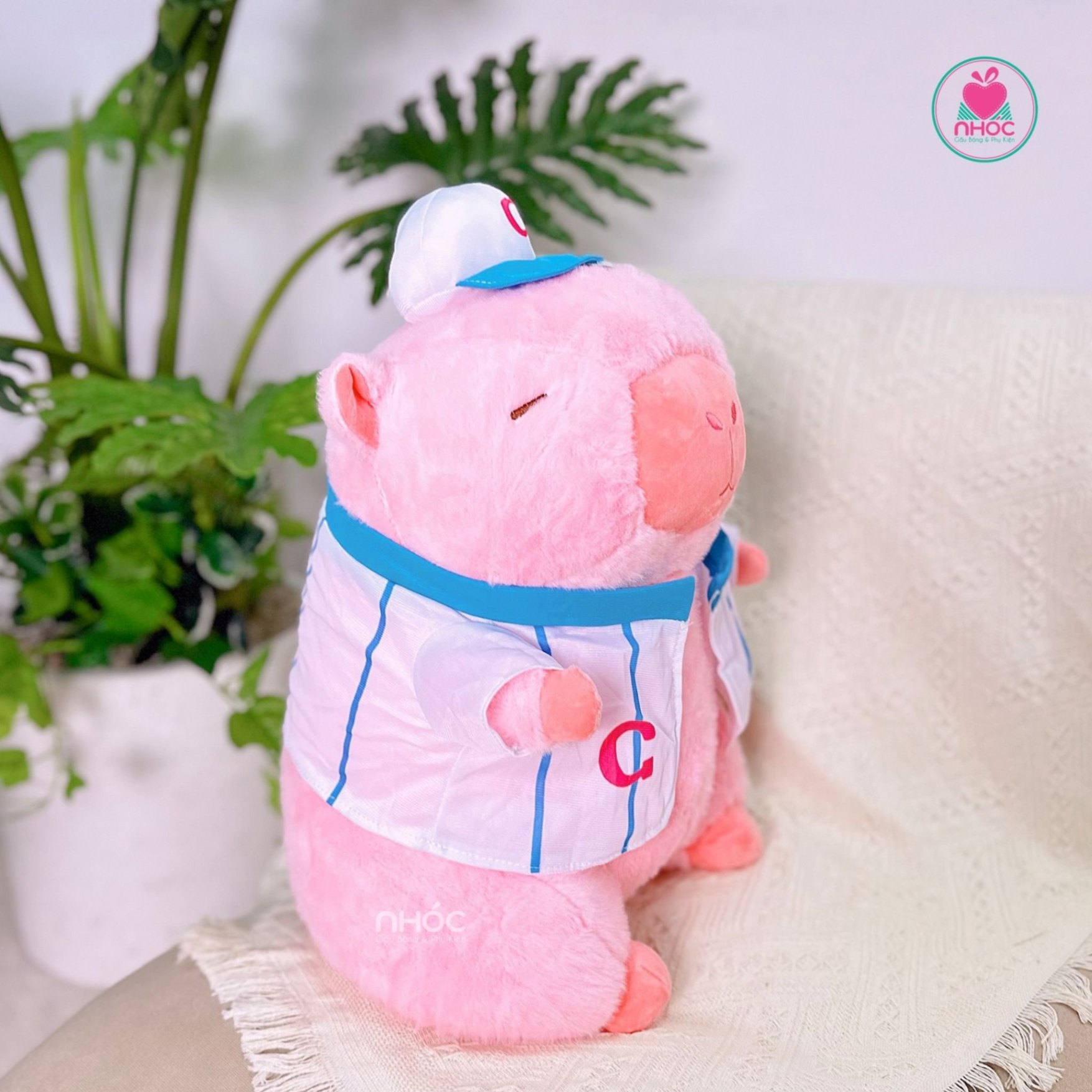 Thú bông Capybara bóng chày lông xù - Hồng - 50380