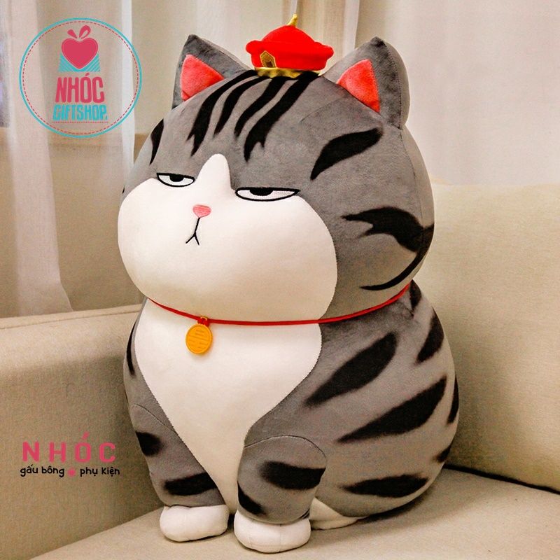 Thú bông Mèo hoàng thượng chân nhỏ lông mịn ngồi - Xám đen - 50440