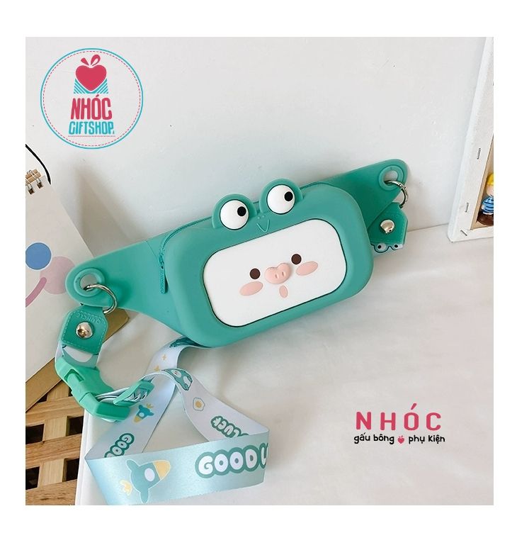 Túi đeo chéo silicone bao tử thú - Ếch Xanh - 34001