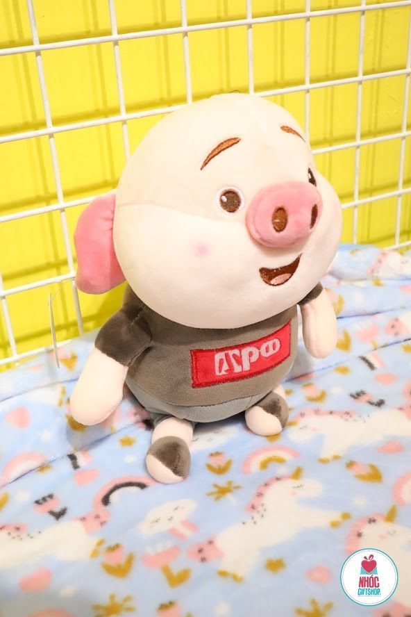 Thú bông heo tik tok mặc áo màu lông mịn ngồi - Nâu - 35260