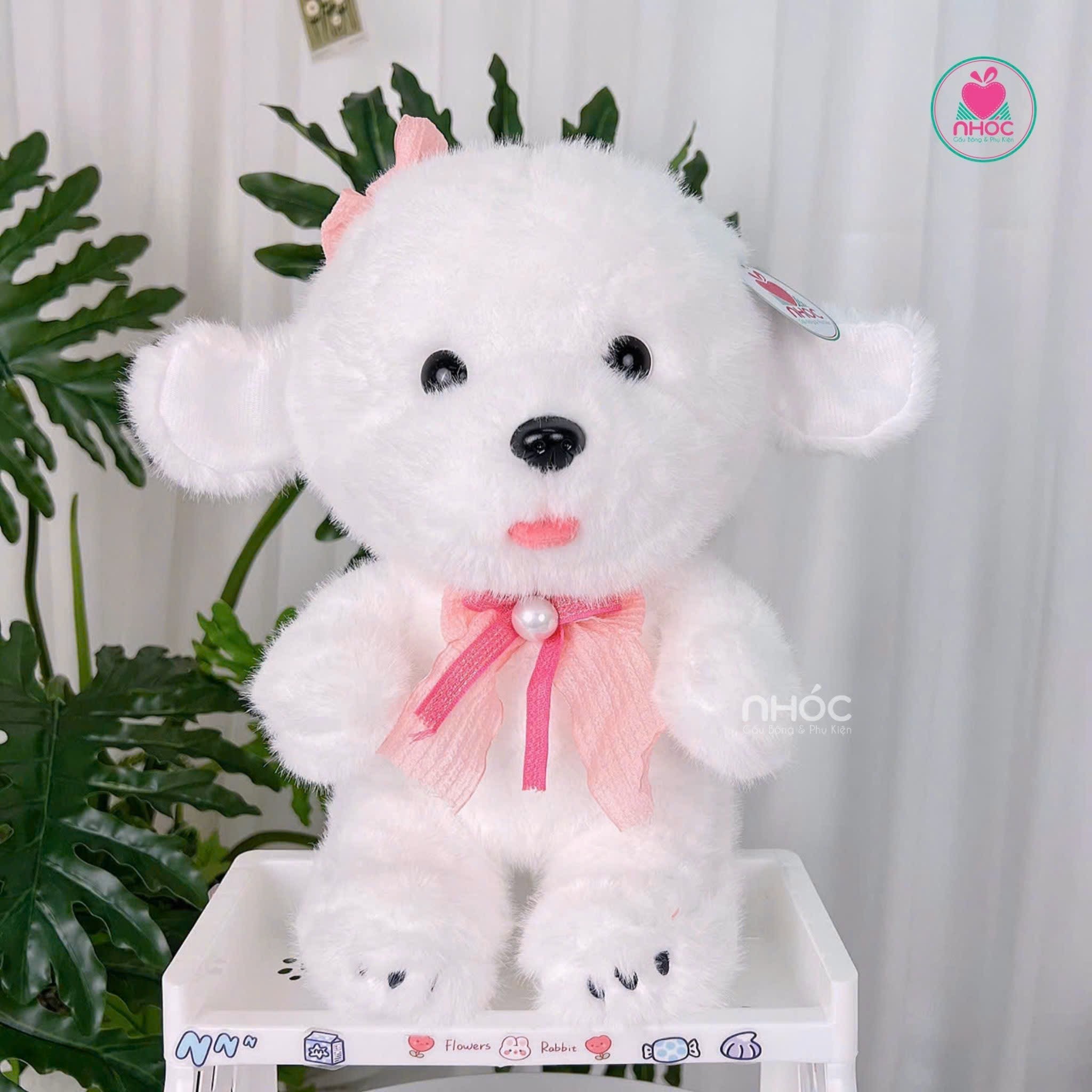 Thú bông Chó mặc áo lông xù - Nơ hồng - 35310