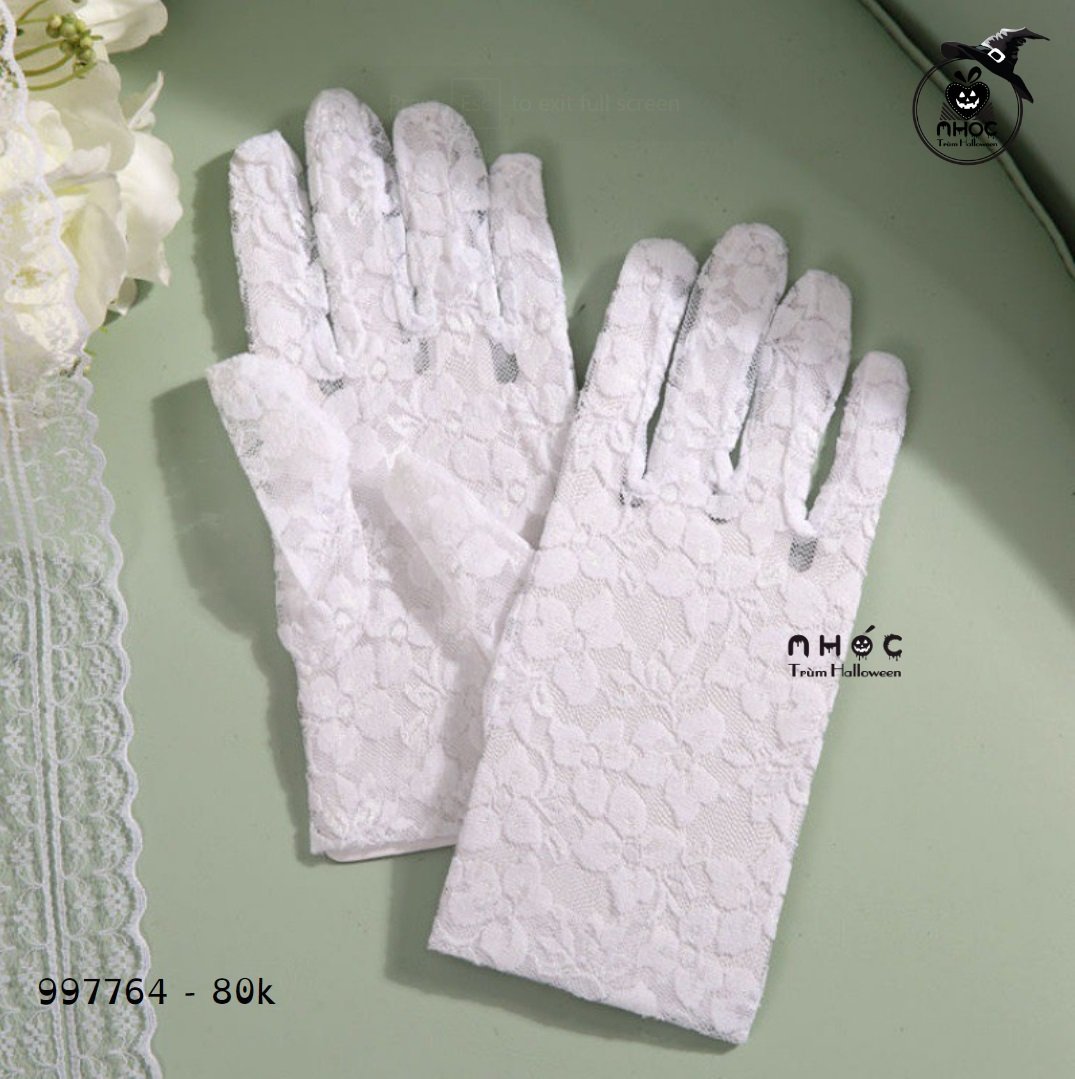 Bao tay halloween ren ngắn - Trắng - 8001