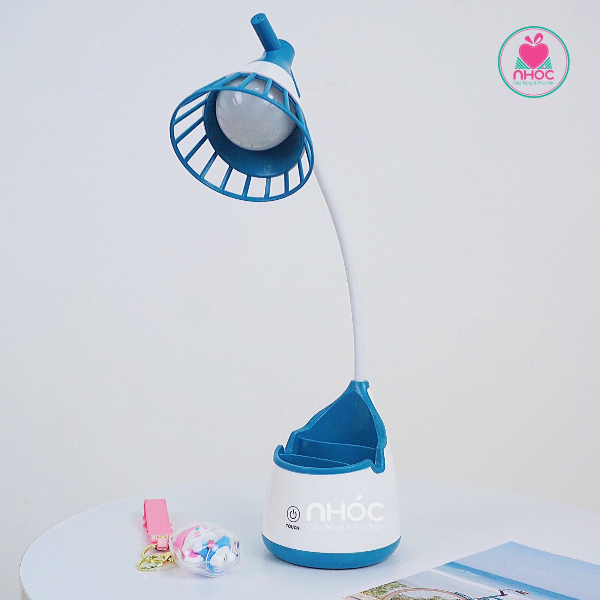 Đèn ngủ để bàn đầu cầu lông - Xanh dương - 28001