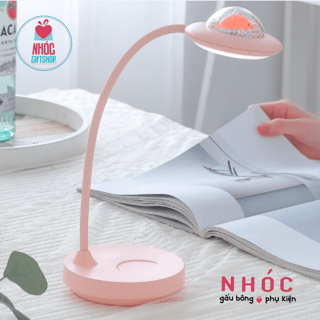 Đèn ngủ cảm ứng đĩa bay - Hồng - 22001
