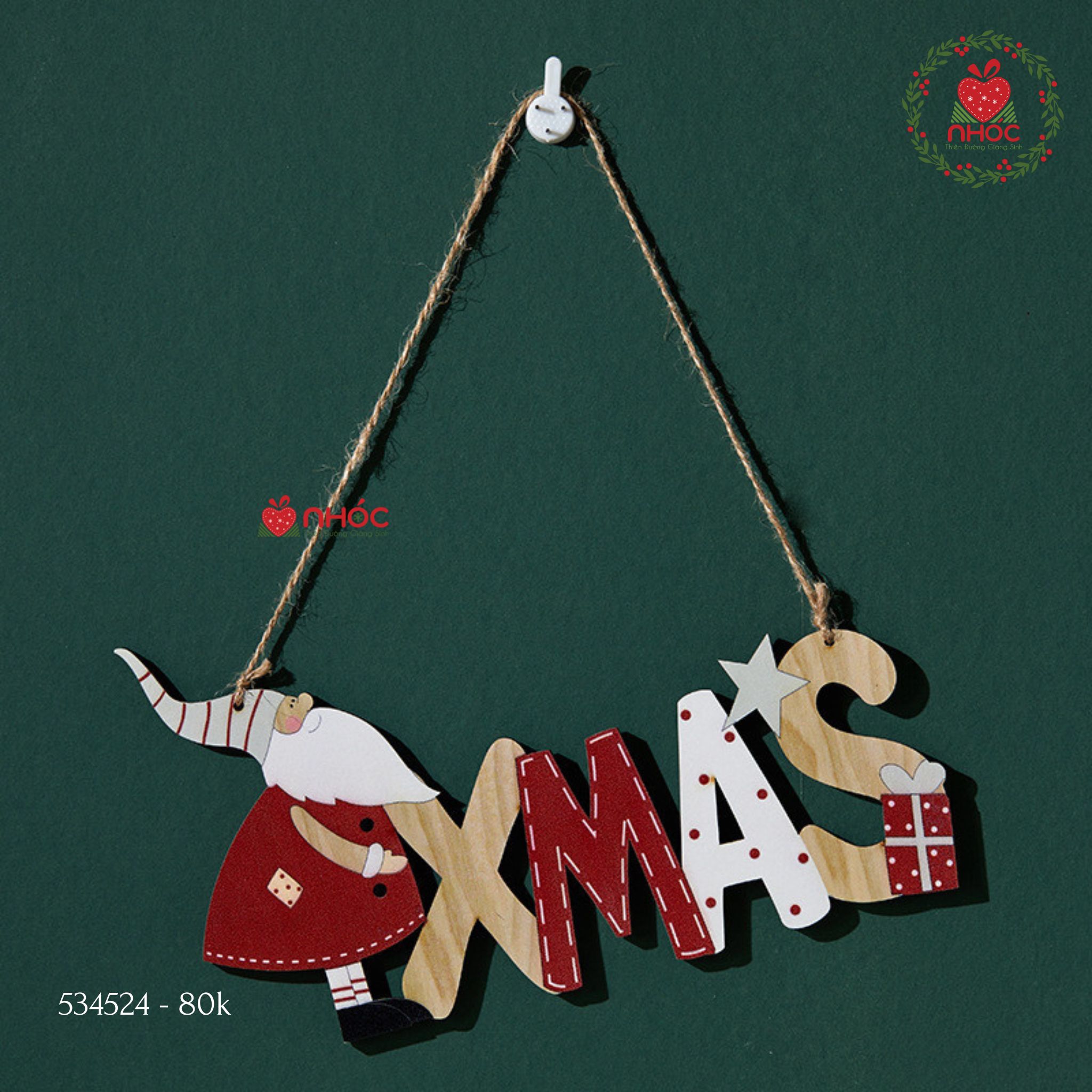 Bảng treo Noel gỗ - Chữ Xmas - 2580