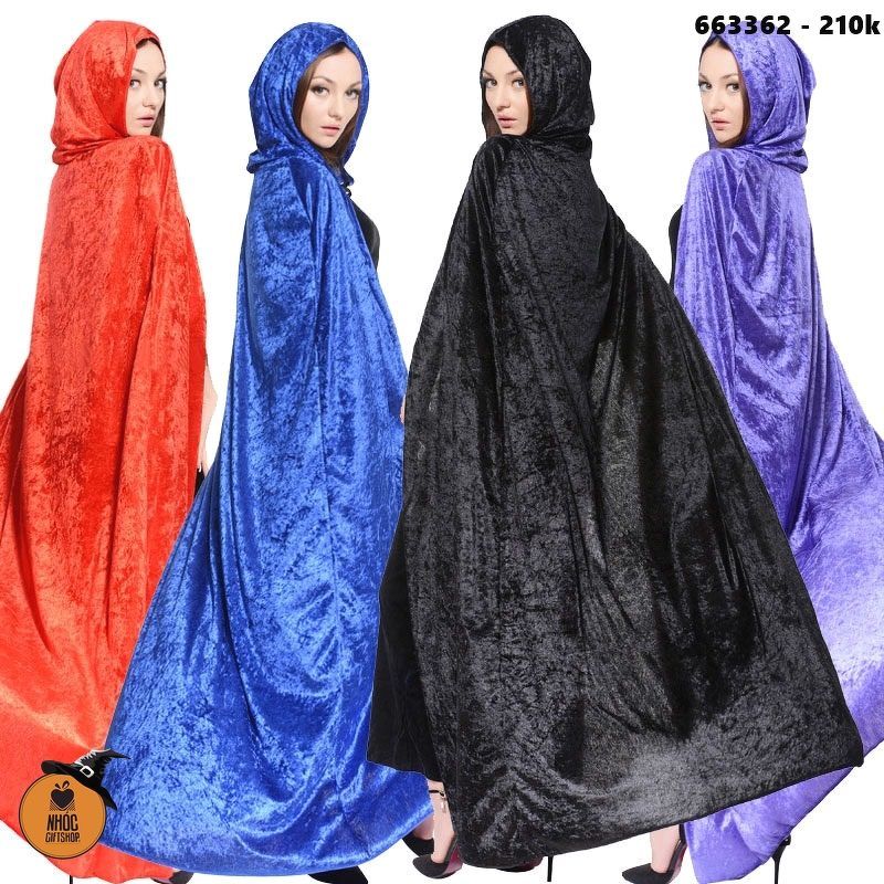 Áo choàng Halloween thần chết vải nhung - Đen - 150210