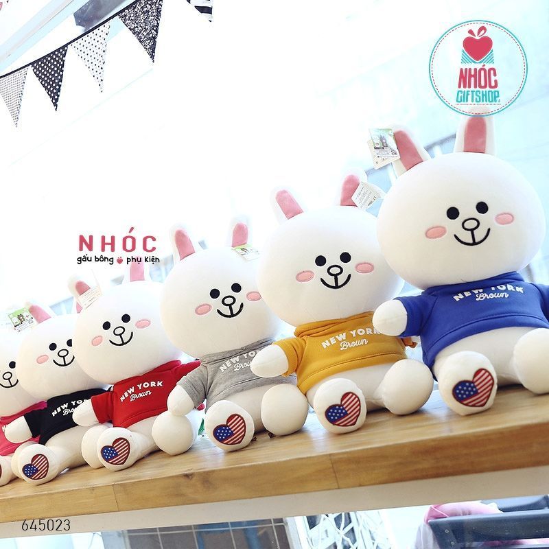 Thú bông thỏ Cony mặc áo chân thêu cờ mỹ - Trắng - 50240