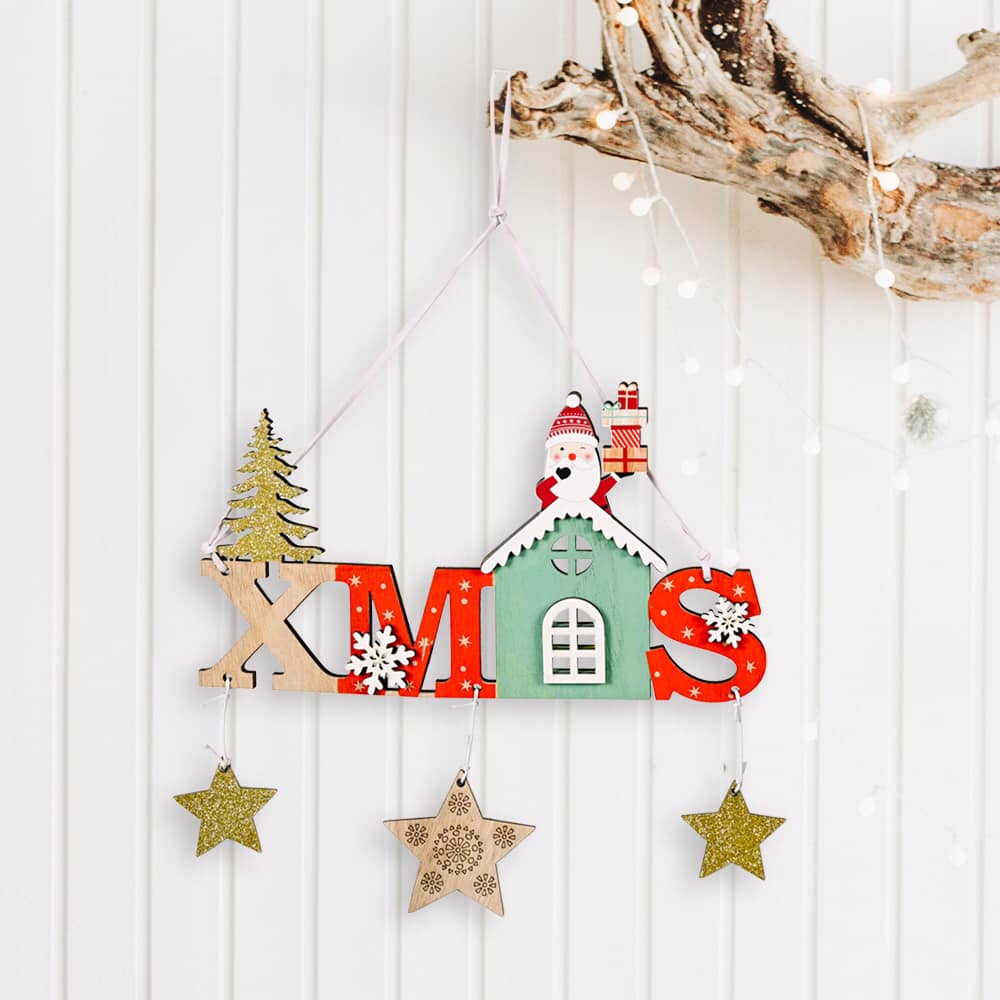 Bảng treo Noel gỗ - Ông già Noel - 11001