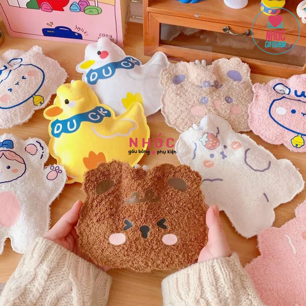 Túi chườm nóng lạnh vỏ lông chỉ Gấu dâu - Trắng - 25040