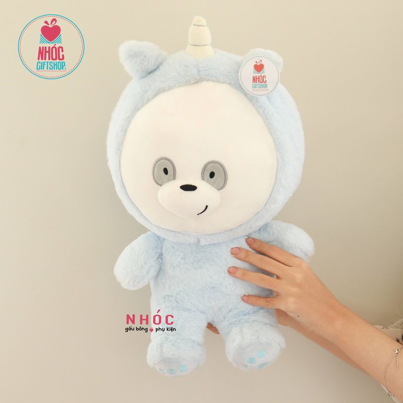 Thú bông we bare bears mặc áo thú lông mịn ngồi - Xanh da trời - 45280