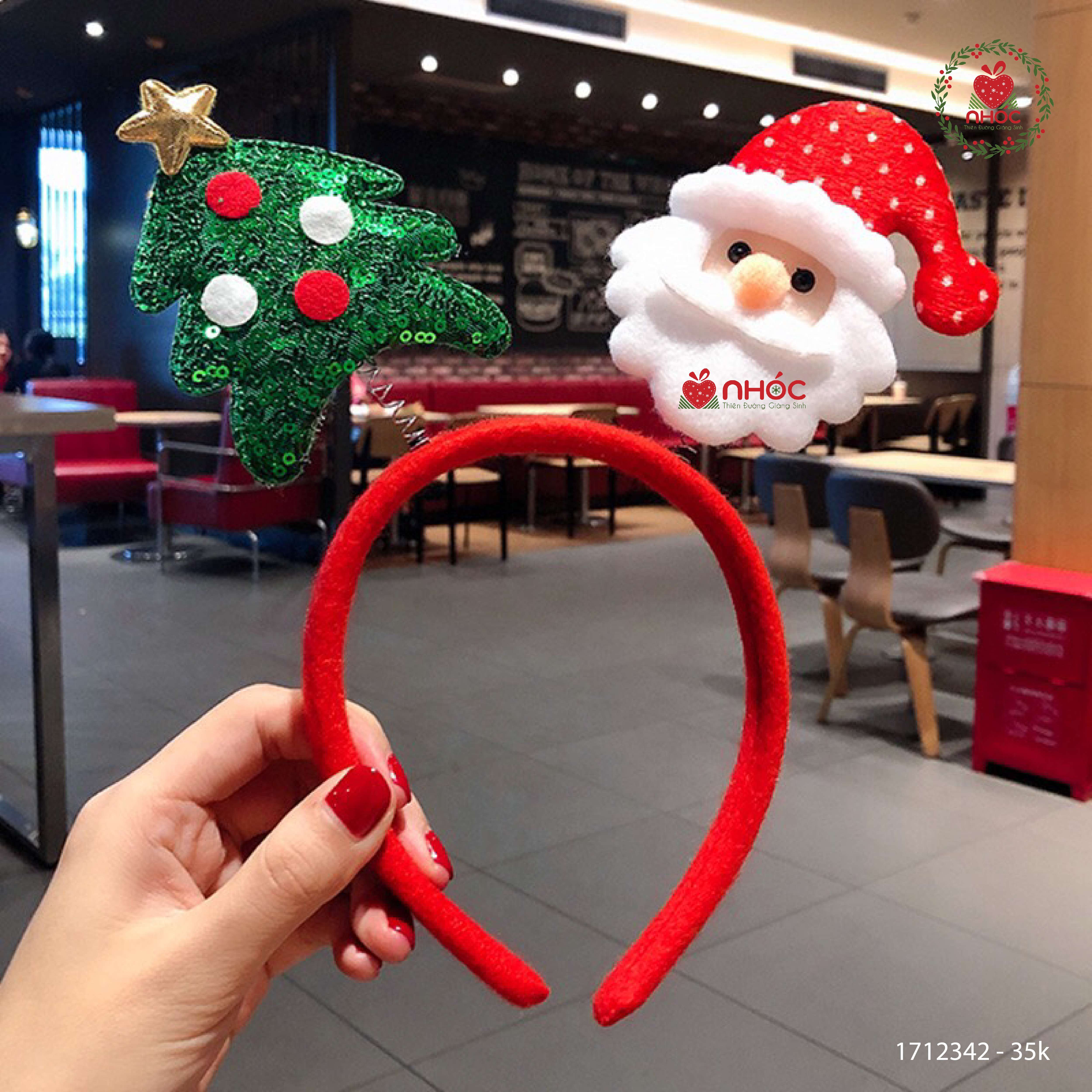 Cài tóc noel lò xo - Ông già cây thông - 3501