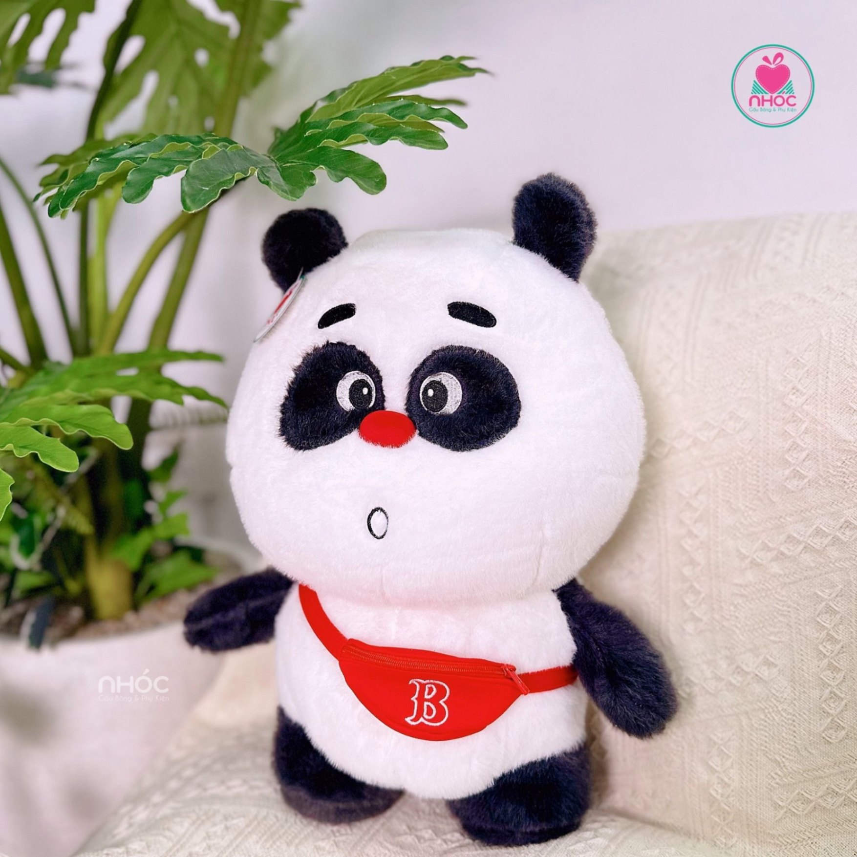 Thú bông gấu đeo túi bao tử lông xù - Panda - 45440