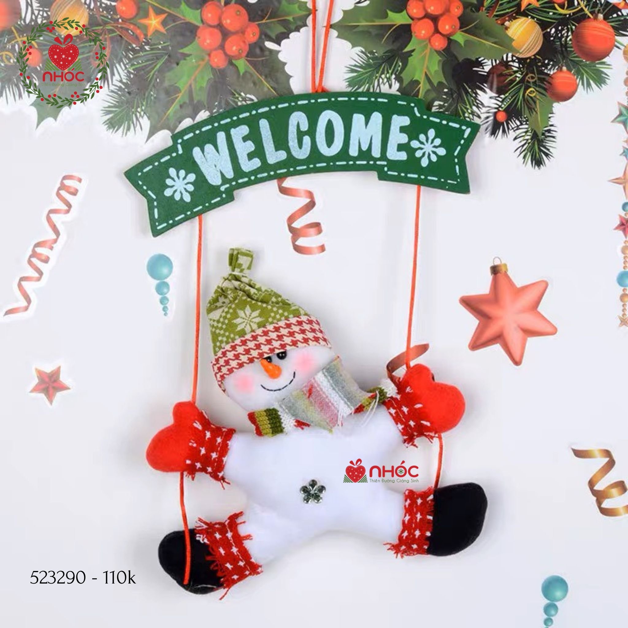 Phụ kiện trang trí Noel bảng treo Wellcome - Người tuyết - 30110