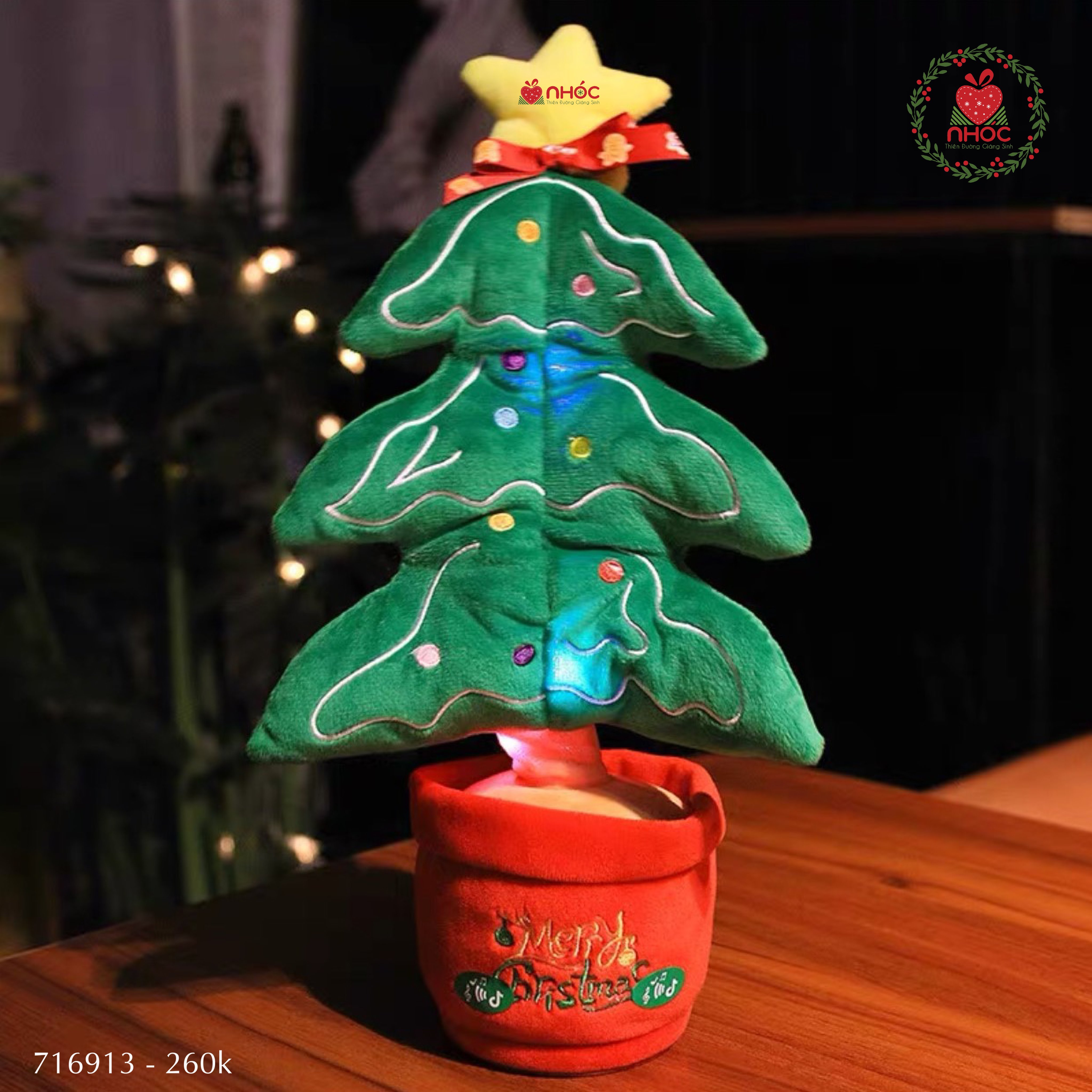 Đồ chơi noel nhạc nhảy ghi âm chậu cây - Cây thông - 28001