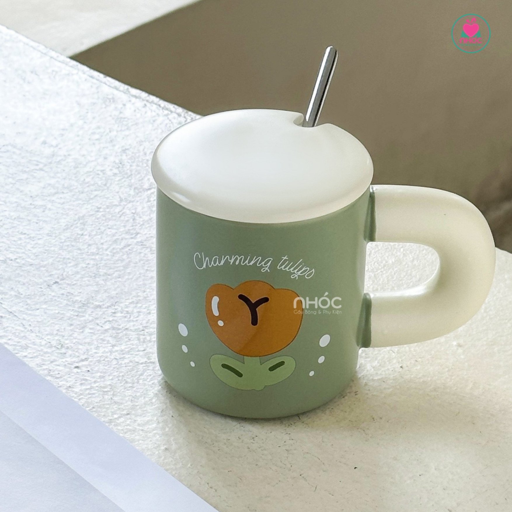 Ly sứ hoa in chữ - Charming tulips - 14001
