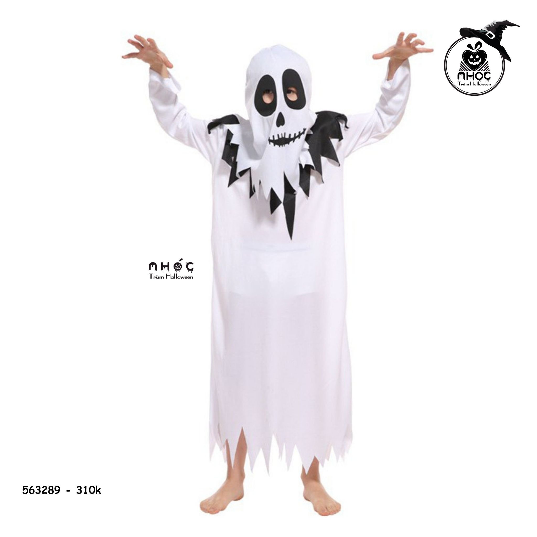 Aó halloween ma trơi Hooded robe ghost trắng - 31001 - M