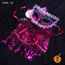 Mặt nạ nửa mặt kim sa lưới che mặt - Hồng - 7501