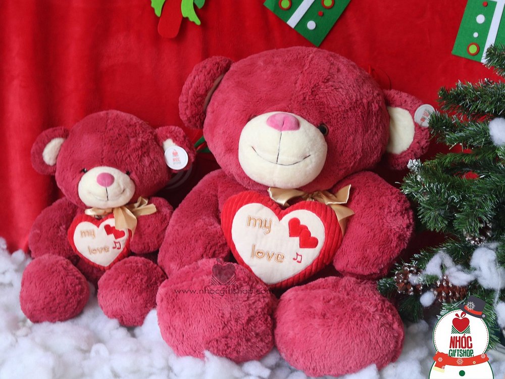 Gấu bông ôm tim teddy nhạc