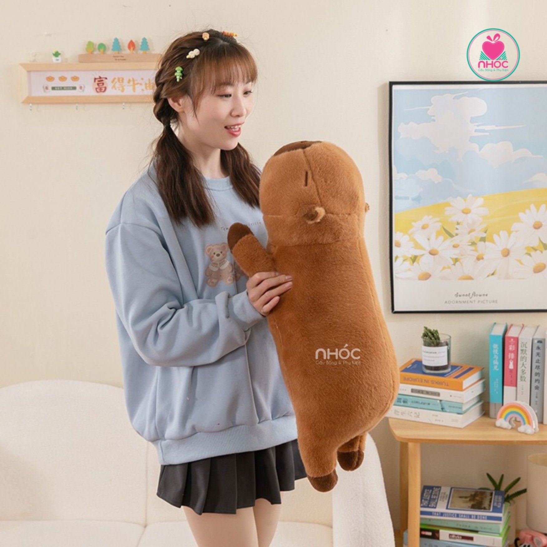 Gối ôm Capybara lông xù nằm - 50210