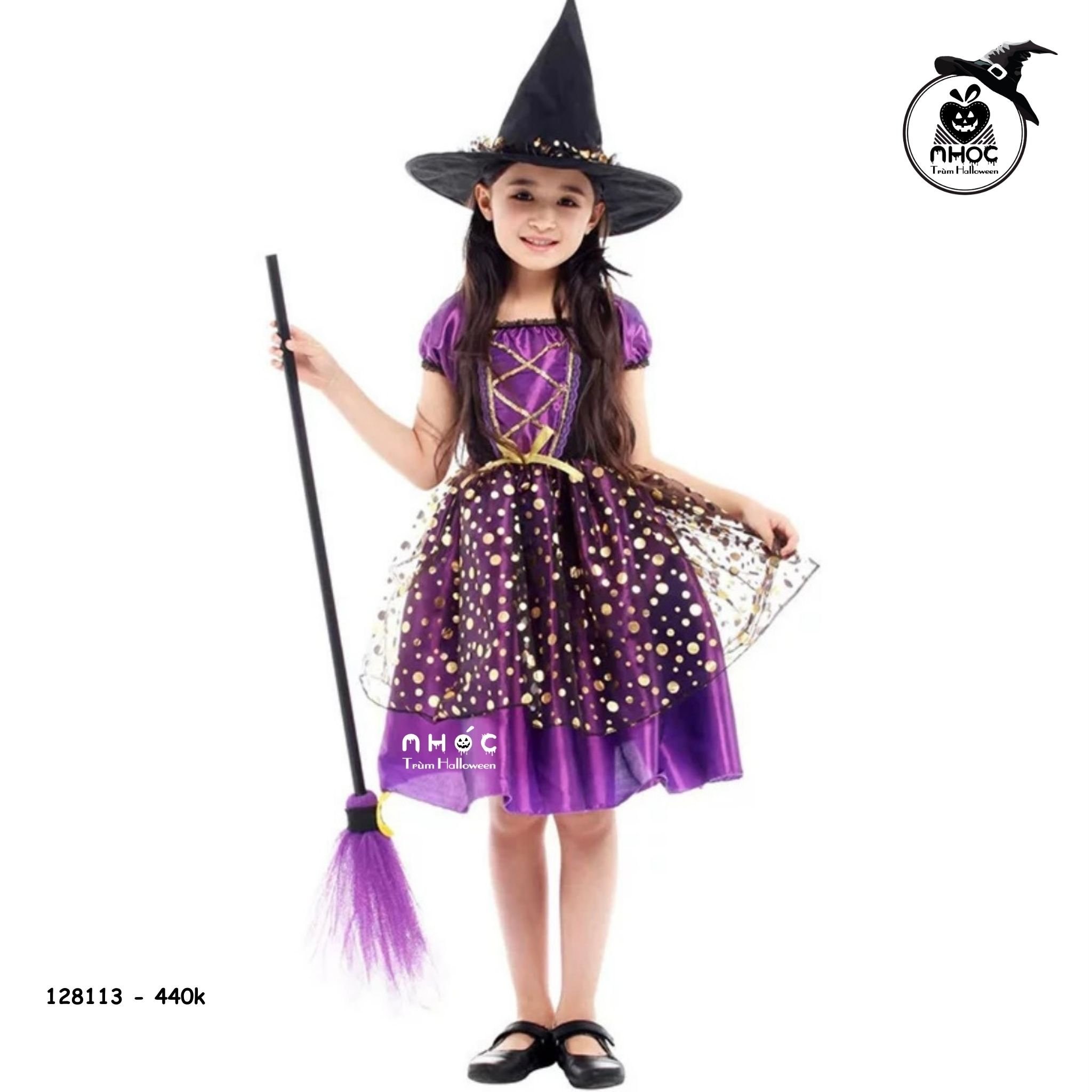 Đầm phù thuỷ Elegant Witch Girl combo nón - Tím - Size M - 120440