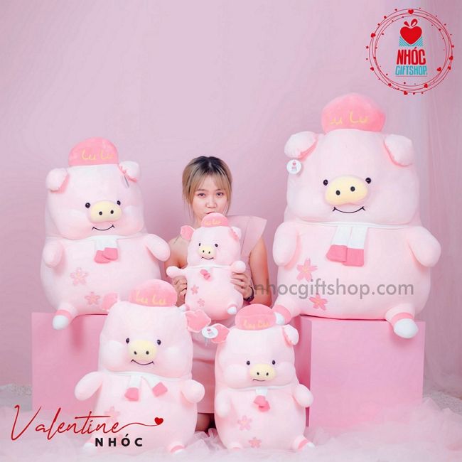 Thú bông Heo lulu lông mịn ngồi - Hồng - 35210