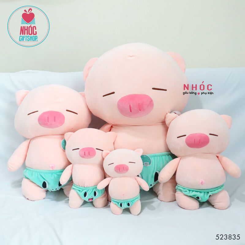 Thú bông heo mặc quần xì lông mịn đứng TC - Hồng - 80560