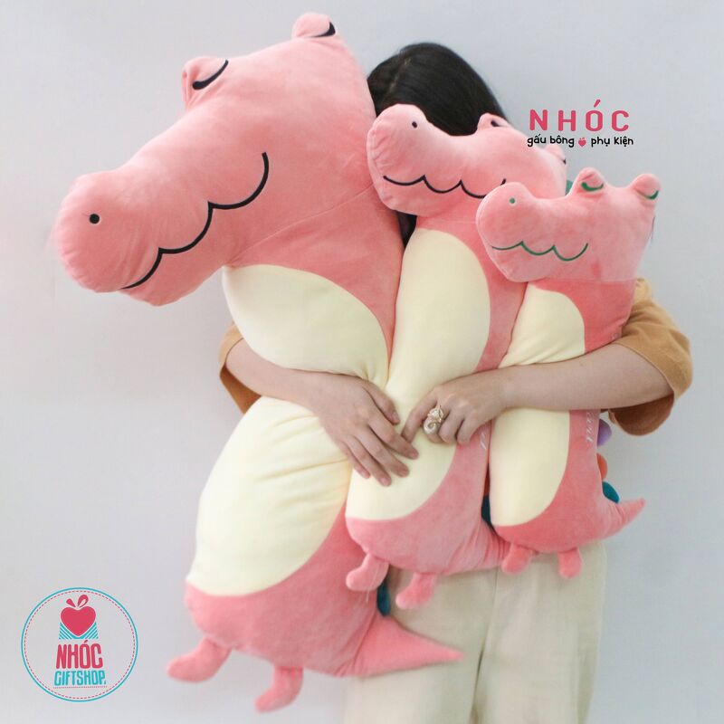 Thú bông khủng long dẹp lông mịn đứng - Hồng - 100480