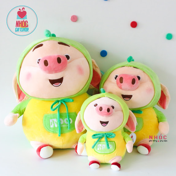 Thú bông heo tik tok mặc áo thú lông mịn ngồi - Xanh lá cây - 45360