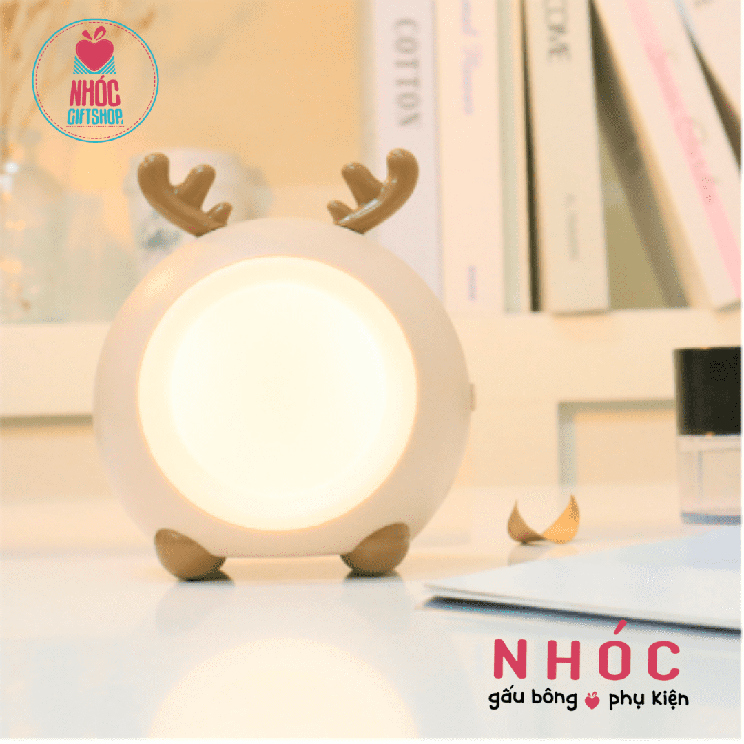 Đèn ngủ tròn tai tuần lộc - Nâu - 14001