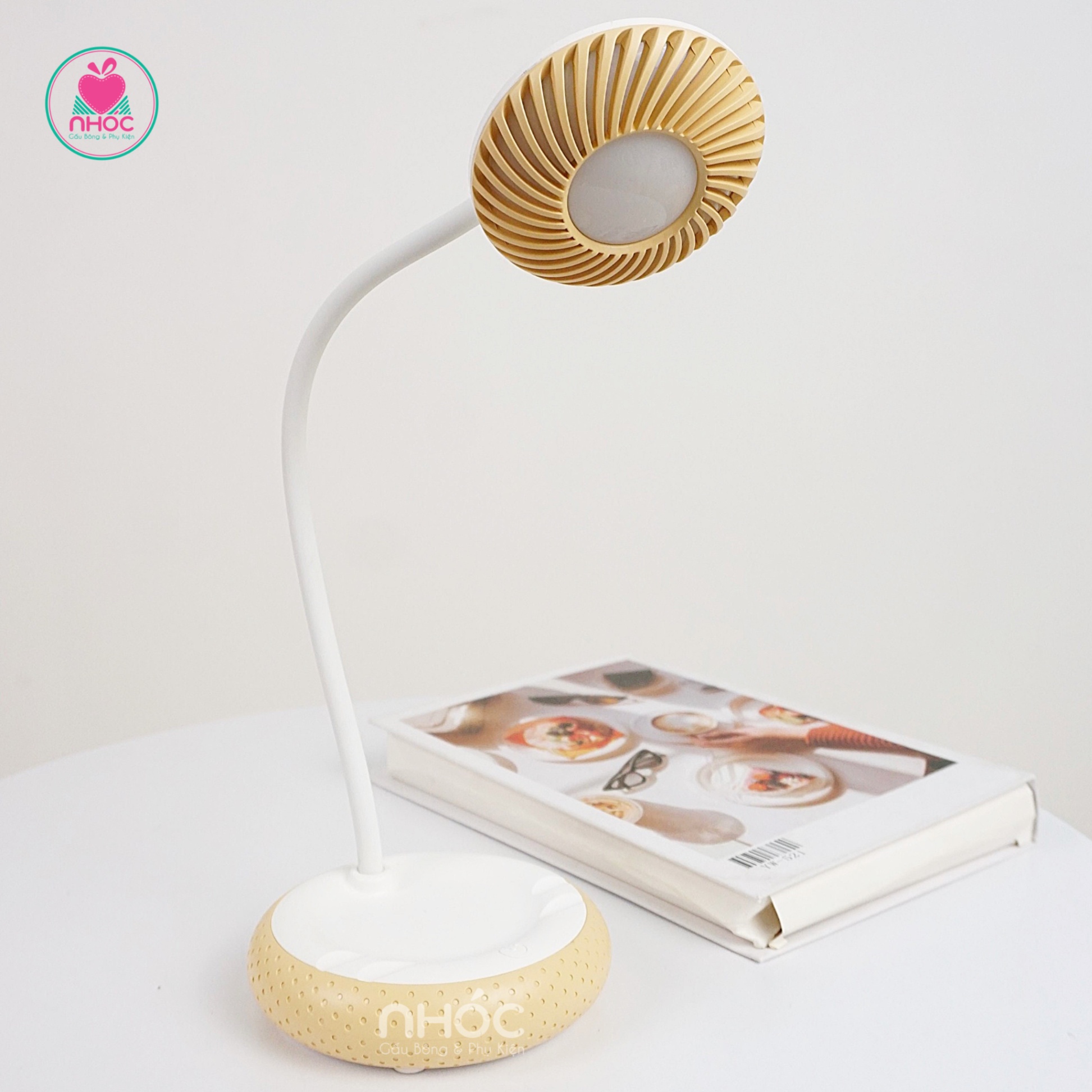 Đèn ngủ để bàn đầu tròn xoắn - Hồng nhạt - 28001