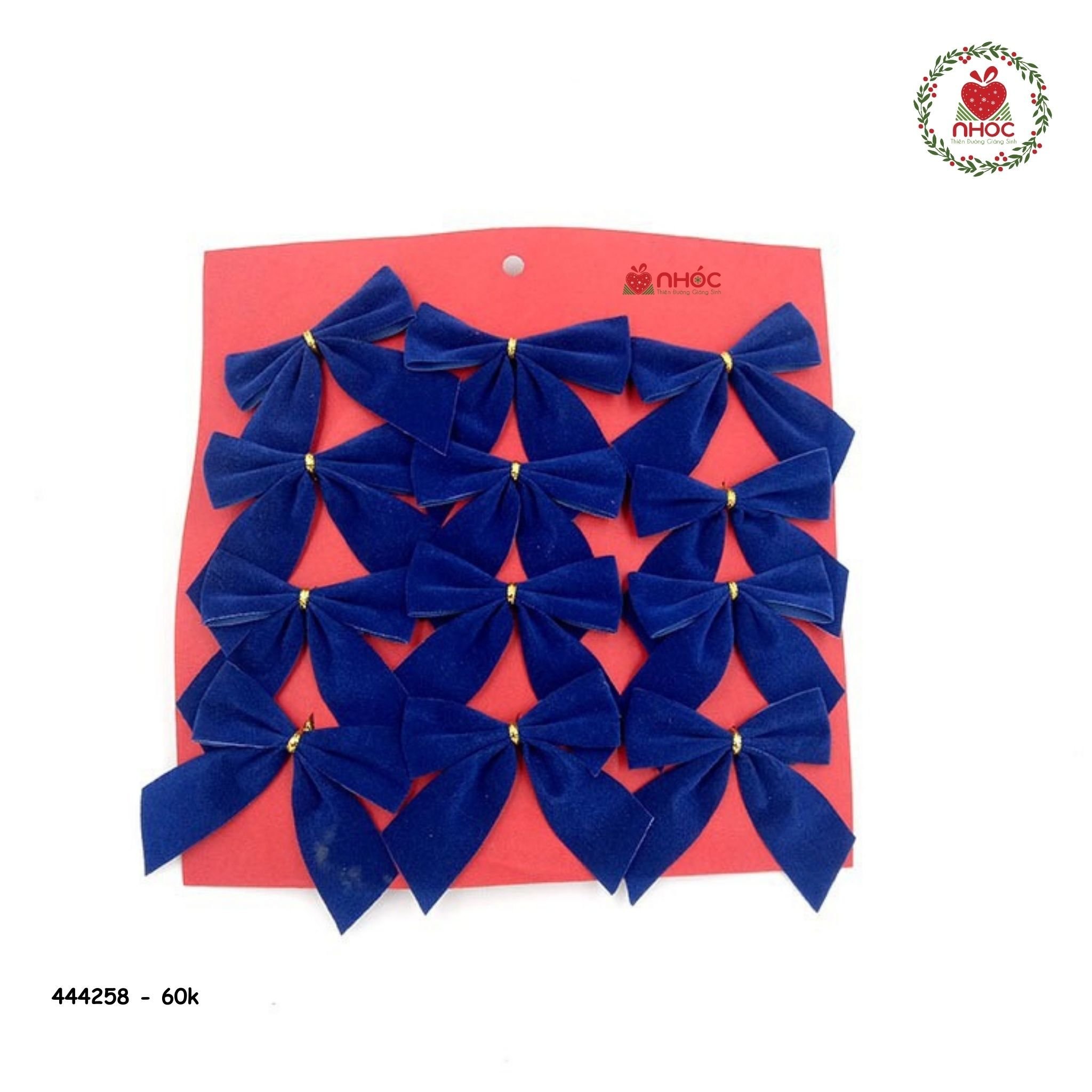 Phụ kiện trang trí noel bộ 8 nơ nhung - Xanh navy - 0860