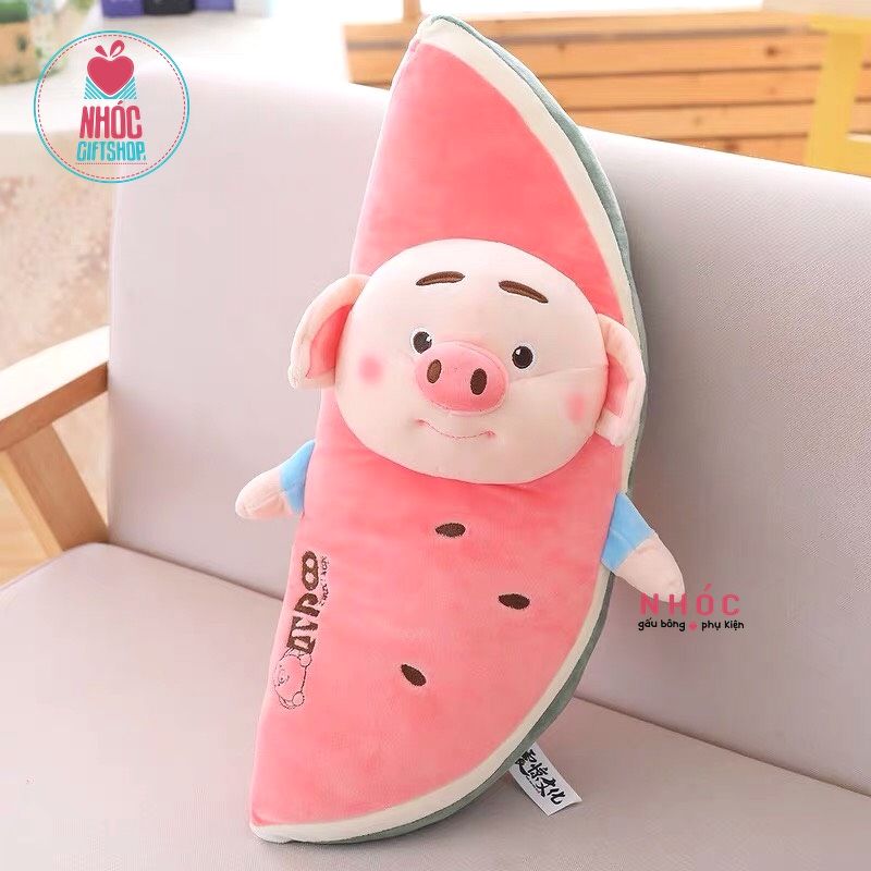 Gối ôm Heo Tik tok trái cây lông mịn - Dưa hấu đỏ - 60350