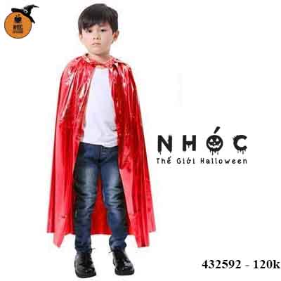 Aó choàng halloween vải phi bóng trơn trùm đầu - Đỏ - 150120