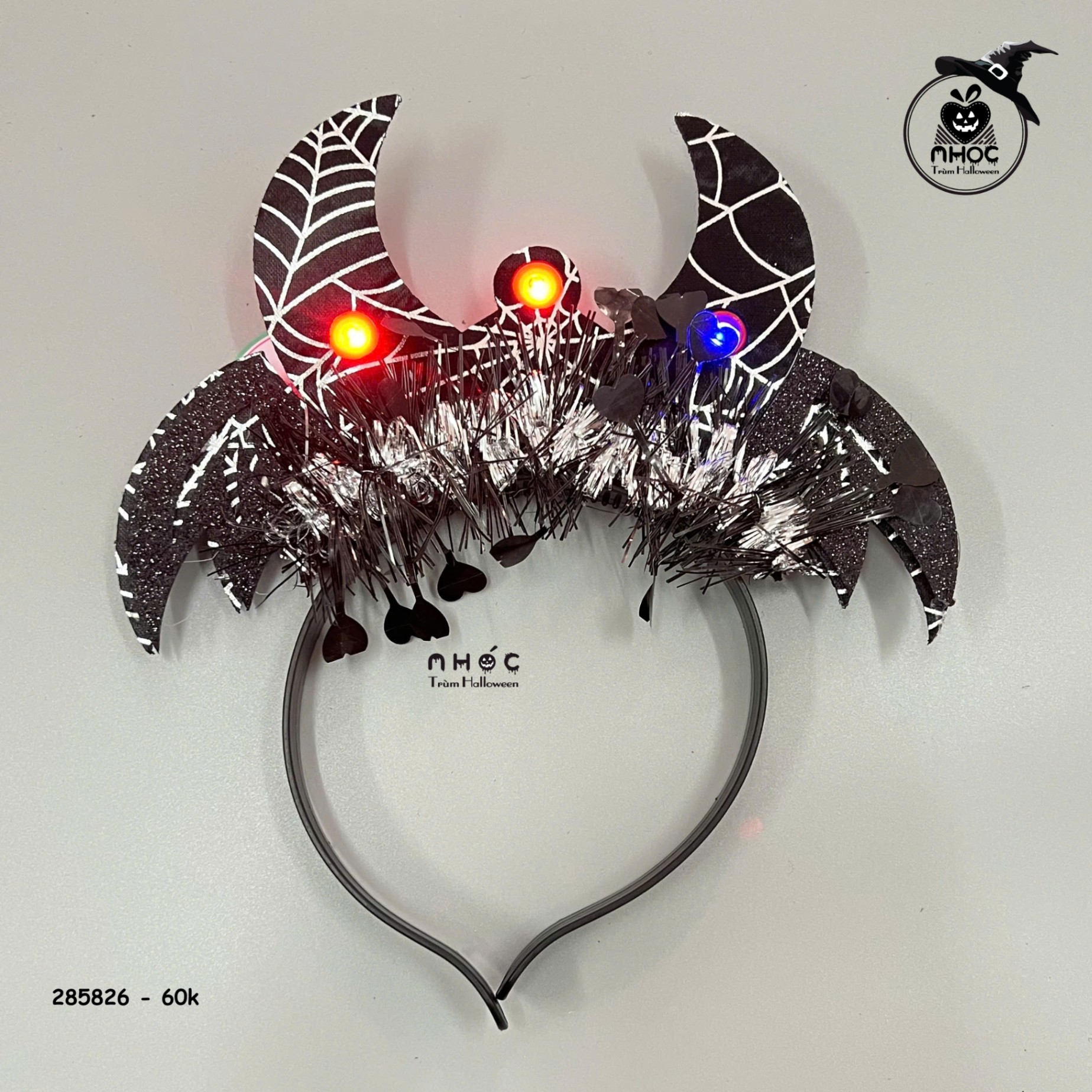 Cài tóc Halloween sừng có đèn - Đen - 6001