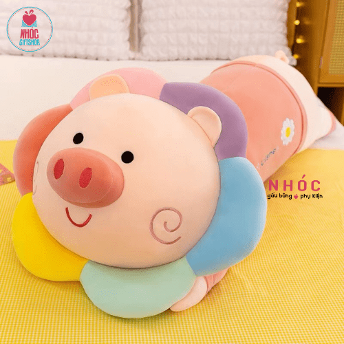 Gối ôm Heo hoa hướng dương lông mịn - Hồng - 90420