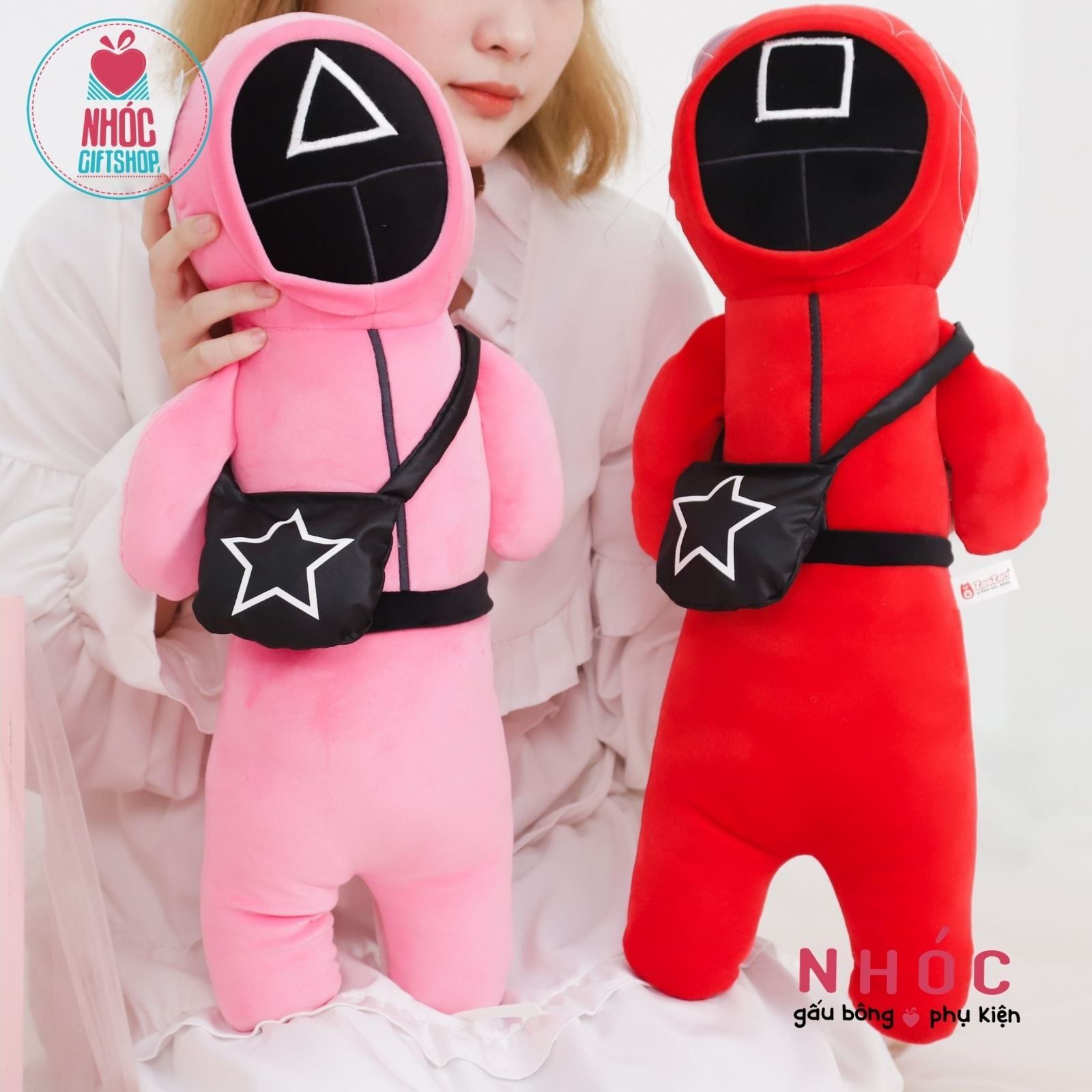 Gối ôm trò chơi con mực Squid Game lông mịn TC - Hồng - 55190