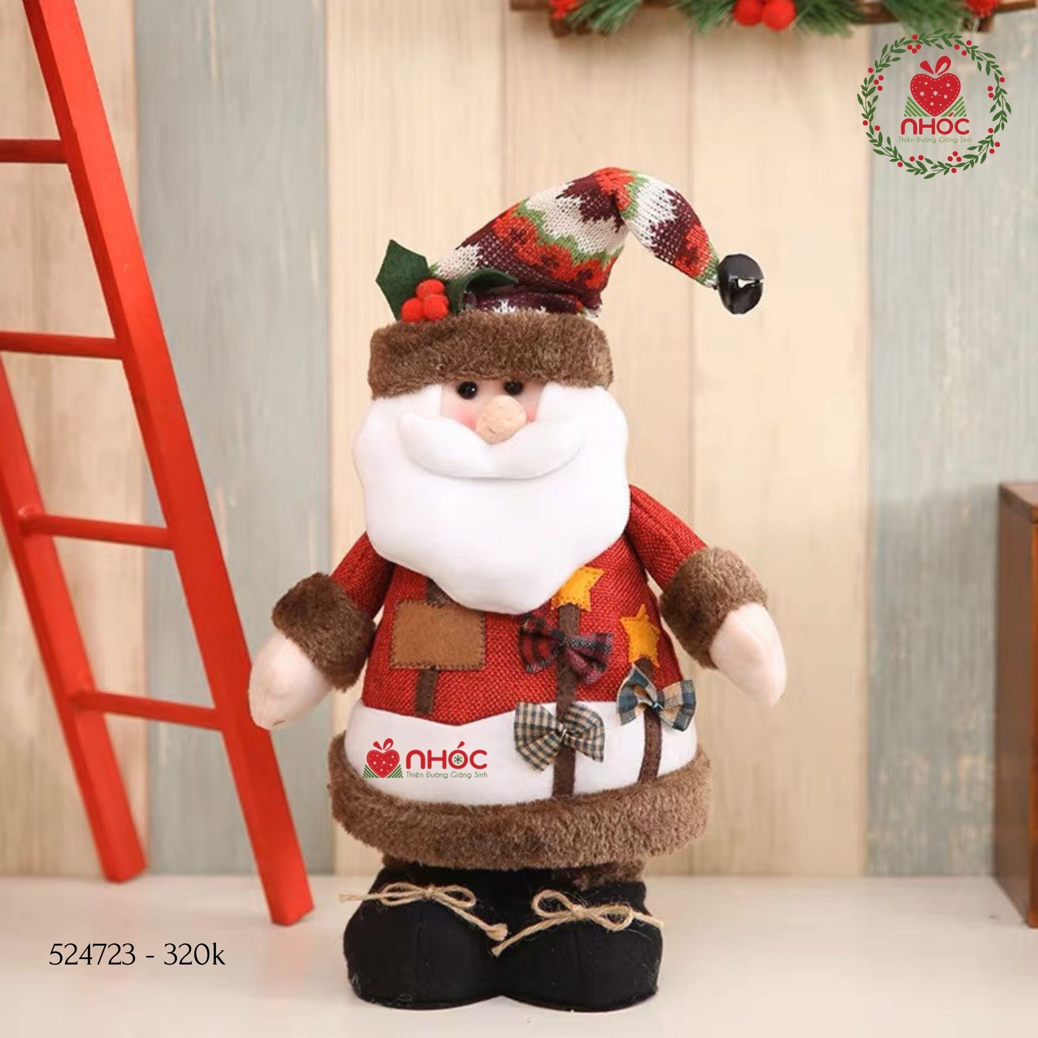 Thú bông Noel đứng hoạ tiết - Ông Già - 50320
