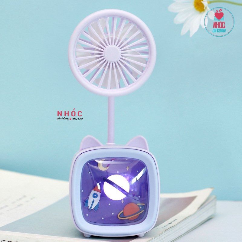 Quạt để bàn kiểu tivi tai thỏ có đèn - 21001 - Tím