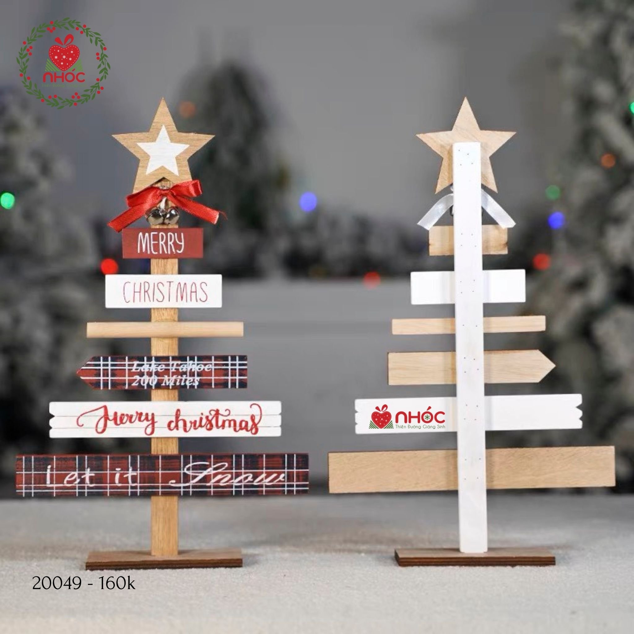 Bảng chào Noel cây thông gỗ - Merry christmas - 220160