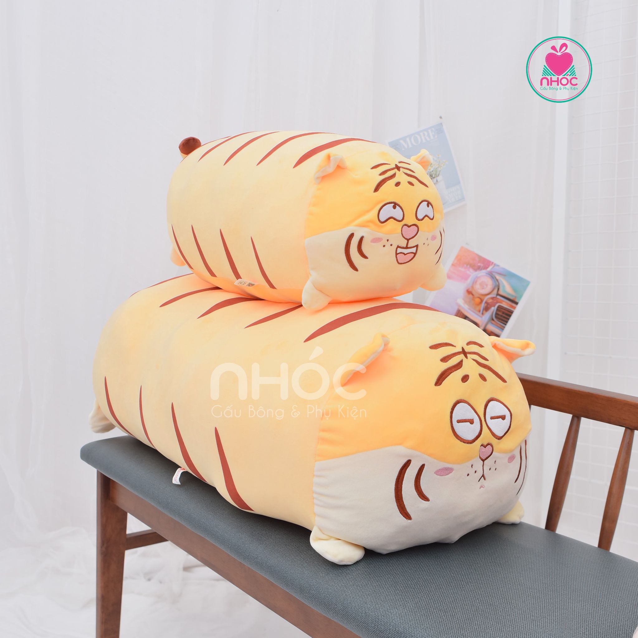 Gối ôm Hổ mặt ngáo lông mịn nằm TC - Vàng - 100620